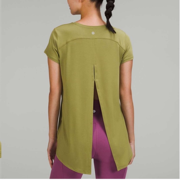 lululemon athletica Tops - Lululemon Modal Open Up Tie Back T-Shirt - Bronze Green - Size (14/16)***